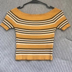 Striped off the shoulder crop top
